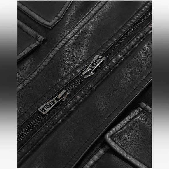 MUSINSA DIMITRI BLACK Korean Brand Authentic Washed Vegan Leather Jacket Black - Picture 4 of 15